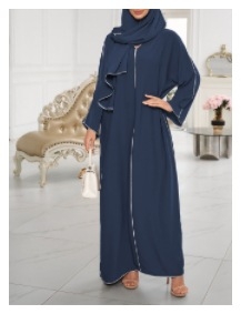 мюсюлманска дамска рокля с дълги ръкави, дълга пола, полиестер, връзки за стягане