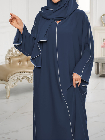 мюсюлманска дамска рокля с дълги ръкави, дълга пола, полиестер, връзки за стягане