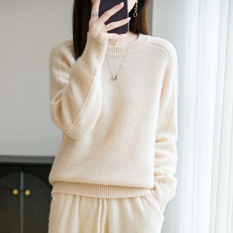 Дамски свободен пуловер от 95% вълна с кръгло деколте, дълги ръкави, есен 2025