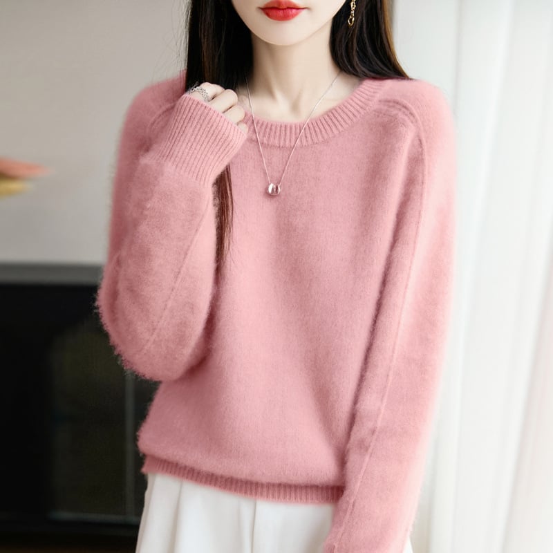Дамски свободен пуловер от 95% вълна с кръгло деколте, дълги ръкави, есен 2025