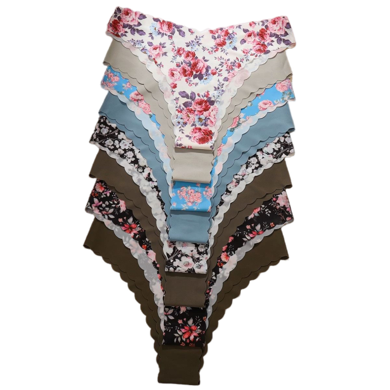 Sieviešu apakšveļa - Adīts neilons 70–80% kā galvenā materiāla; Kokvilnas oderes 80–90%; Adīts audums; Vidēja josta