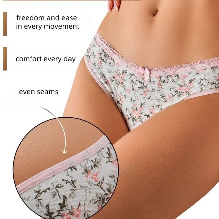 Памучни дамски бикини с ниска талия, дишащи, едноцветни