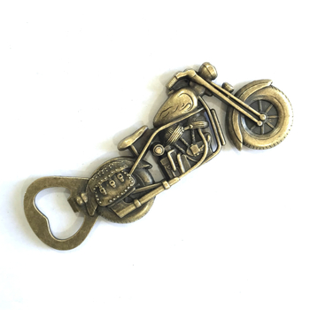 Ανοίχτης μπουκαλιών από κράμα ψευδάργύρου με ρετρό μοτοσικλέτας σχέδιο, μάρκα Supergroup, φορητός, με εκτυπωμένο λογότυπο