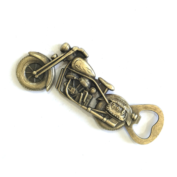 Ανοίχτης μπουκαλιών από κράμα ψευδάργύρου με ρετρό μοτοσικλέτας σχέδιο, μάρκα Supergroup, φορητός, με εκτυπωμένο λογότυπο