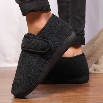 Унисекс памучни пантофи за зимно-есенен период, закрита пета, супер мека велурена горна част и TPR подметка за вътрешна употреба