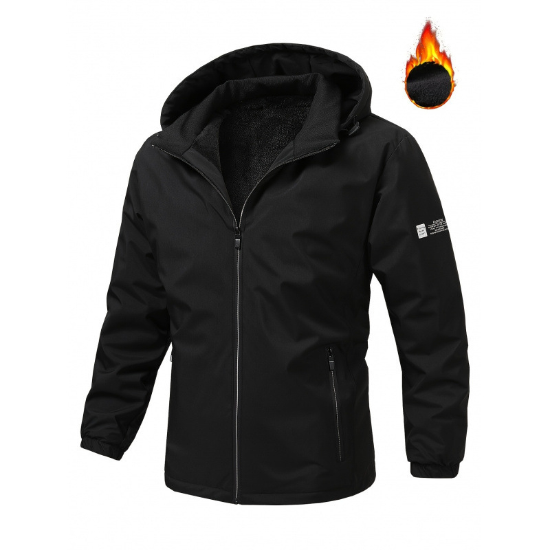 Ανδρικό μπουφάν χωρίς κουκούλα, σε στενή γραμμή Slim-Fit, ζεστό με ύφασμα Vinylon-Lycra για φθινοπωρινό-χειμερινό