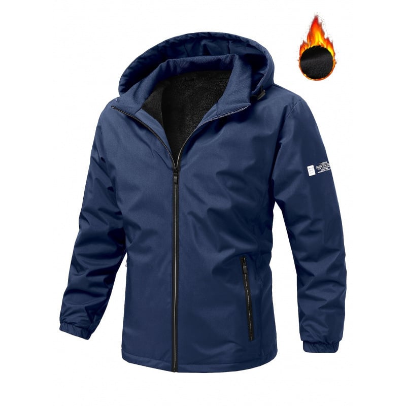 Ανδρικό μπουφάν χωρίς κουκούλα, σε στενή γραμμή Slim-Fit, ζεστό με ύφασμα Vinylon-Lycra για φθινοπωρινό-χειμερινό