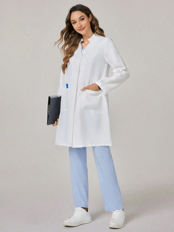 Ιατρική εργαστηριακή ρόμπα unisex, απορροφητικός πολυεστέρας με ανθρακικές ίνες, μακριά μανίκια, σταθερή γιακά, φθινοπωρινή έκδοση 2025