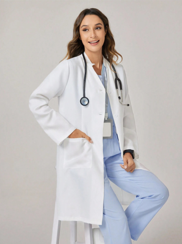 Ιατρική εργαστηριακή ρόμπα unisex, απορροφητικός πολυεστέρας με ανθρακικές ίνες, μακριά μανίκια, σταθερή γιακά, φθινοπωρινή έκδοση 2025