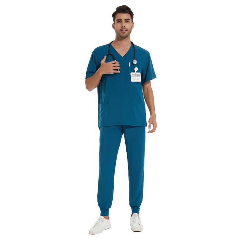 Мъжки Scrub топ и джогър — Corduroy плат, основен плат от лен, огнеупорен, подходящ за изпълнителни/съдебни униформи, пролет 2025