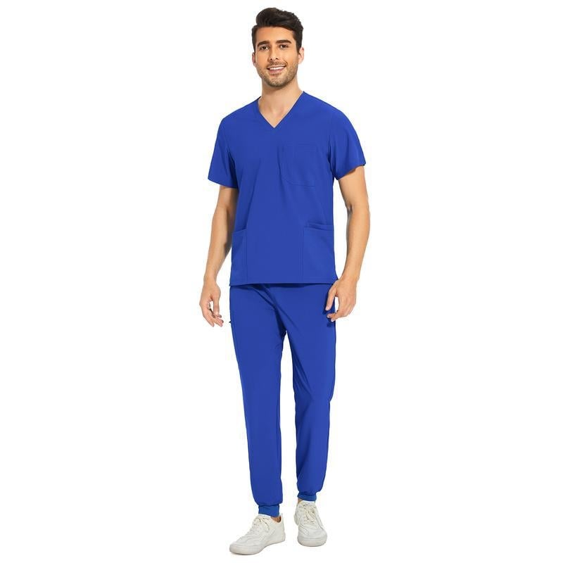 Мъжки Scrub топ и джогър — Corduroy плат, основен плат от лен, огнеупорен, подходящ за изпълнителни/съдебни униформи, пролет 2025