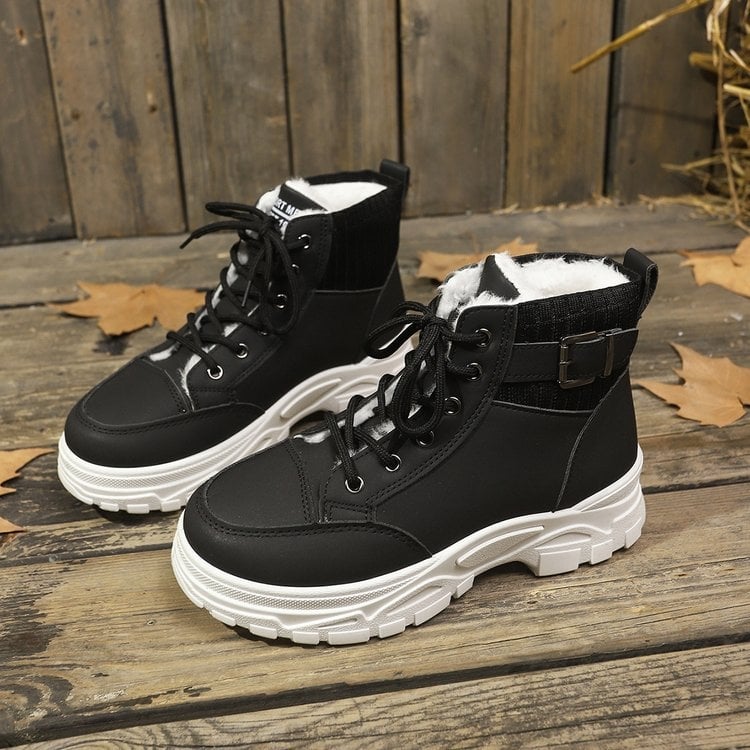 Снежни ботуши за жени, PU горна част, висок горен край, PU стелка, плосък ток