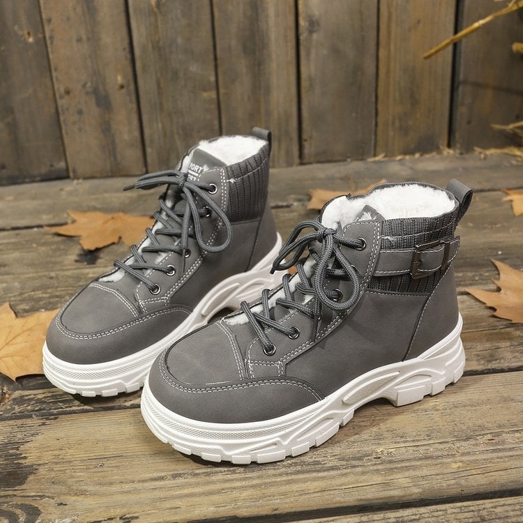 Снежни ботуши за жени, PU горна част, висок горен край, PU стелка, плосък ток