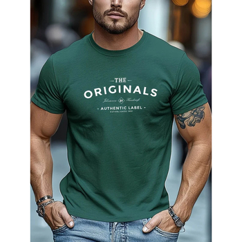 Μπλουζάκι από 100% βαμβάκι, κοντά μανίκια, στρογγυλός λαιμός, εκτύπωση με γράμματα, βασικό και δημοφιλές στυλ, βάρος 180-250 g