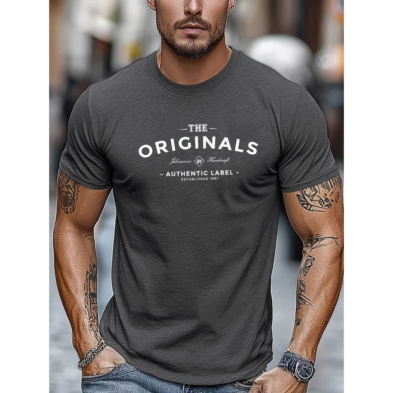 Μπλουζάκι από 100% βαμβάκι, κοντά μανίκια, στρογγυλός λαιμός, εκτύπωση με γράμματα, βασικό και δημοφιλές στυλ, βάρος 180-250 g