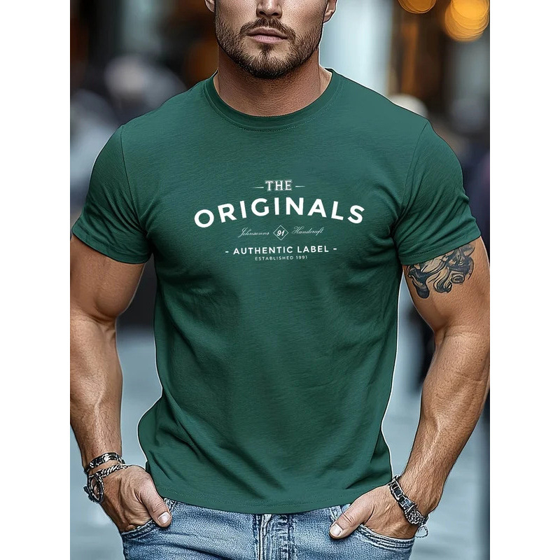 Μπλουζάκι από 100% βαμβάκι, κοντά μανίκια, στρογγυλός λαιμός, εκτύπωση με γράμματα, βασικό και δημοφιλές στυλ, βάρος 180-250 g