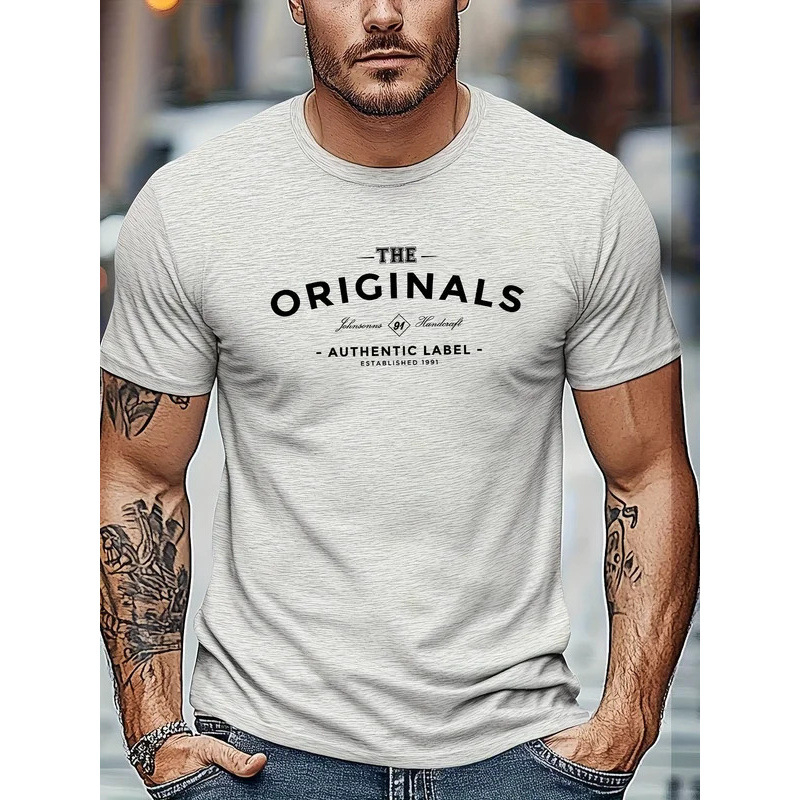 Μπλουζάκι από 100% βαμβάκι, κοντά μανίκια, στρογγυλός λαιμός, εκτύπωση με γράμματα, βασικό και δημοφιλές στυλ, βάρος 180-250 g