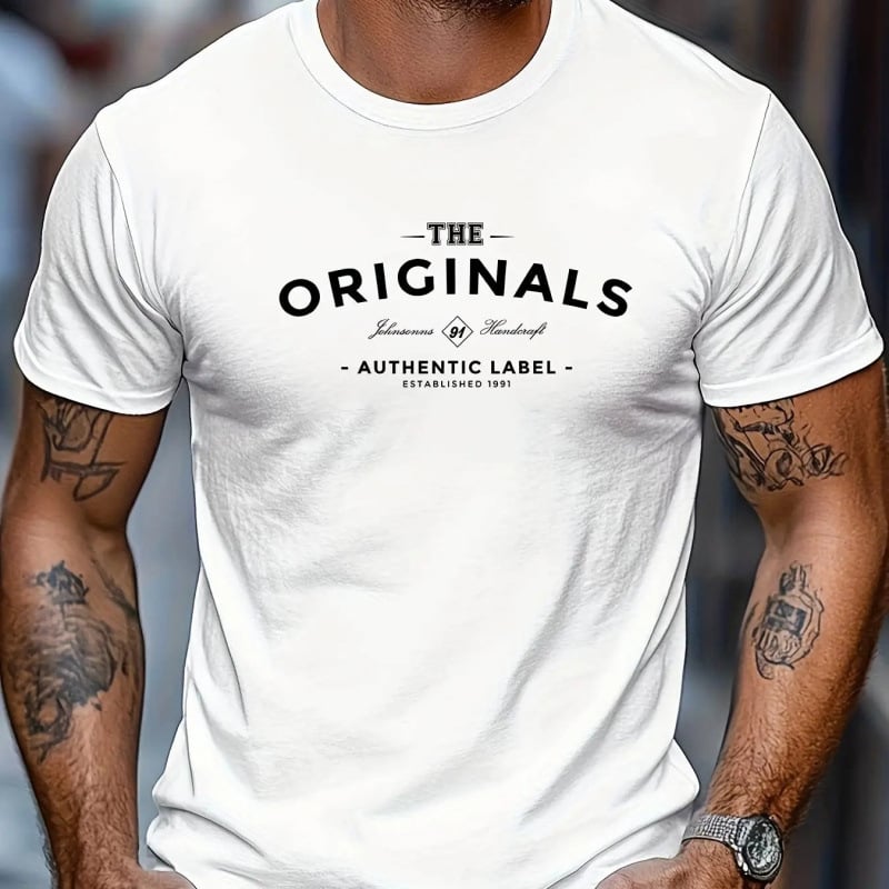 Μπλουζάκι από 100% βαμβάκι, κοντά μανίκια, στρογγυλός λαιμός, εκτύπωση με γράμματα, βασικό και δημοφιλές στυλ, βάρος 180-250 g