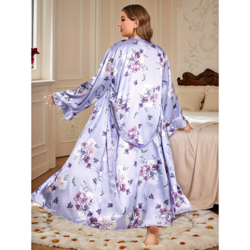 Island Silk pižamos komplektas su spausdinta naktine su petnešėlėmis; bazinis kaimo stilius; vidutinio svorio audinys 141–160 g/m²; pavasaris.