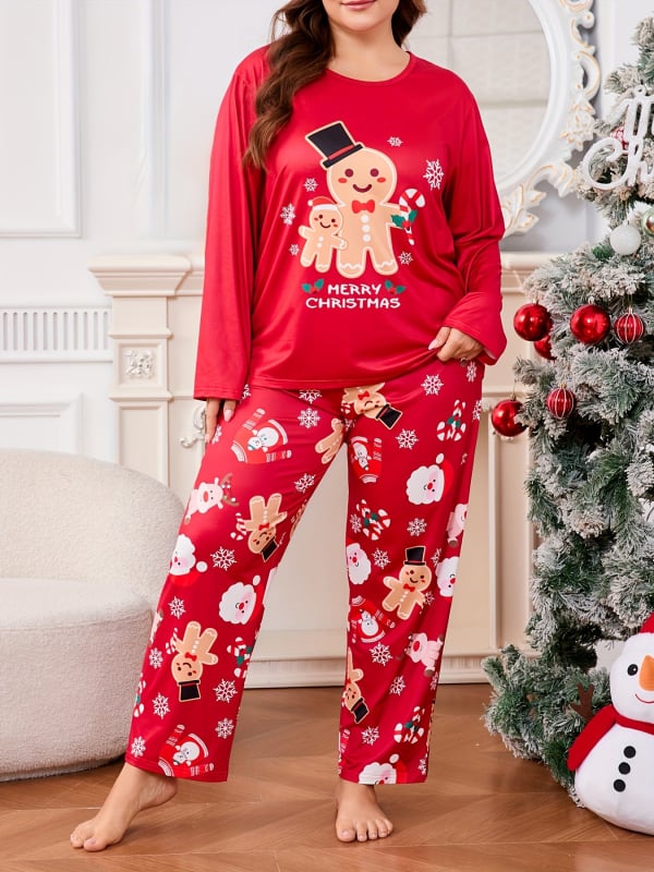 Дамски пижамен комплект с 3D ефектен принт и принт със сърца и каре, млечен силик, дълъг ръкав топ и панталони