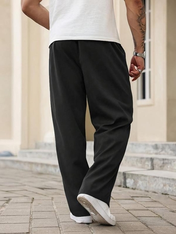 Мъжки ежедневни панталони, висока талия, права кройка, къс крачол, бамбукови влакна, висока еластичност