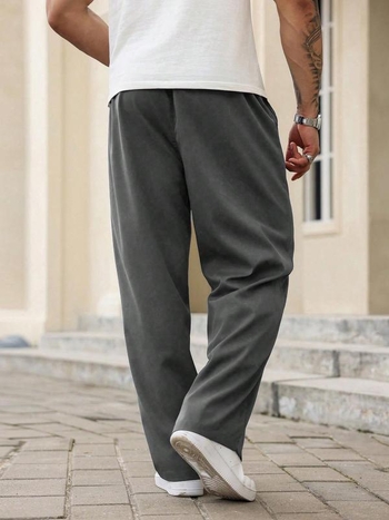 Мъжки ежедневни панталони, висока талия, права кройка, къс крачол, бамбукови влакна, висока еластичност