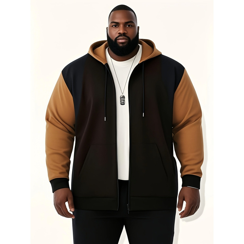 Мъжки суитшърт с качулка, контрастен модел, 100% полиестер, микроеластичен плат, 400 g/m², четири сезона, дълги ръкави