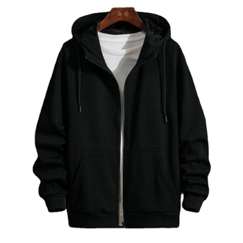 Мъжки качулков кардиган жакет, памук 91–95%, подплата от норков велур, цип, дълги ръкави, джобове с триизмерни апликации