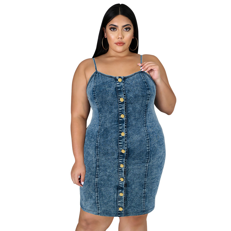 Дънкова безръкавна рокля с презрамки, без яка, къса, изпрана, каубойски уличен стил