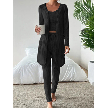 Moterų Milk Silk kostiumas, Poliesteris 90–95%, apvalus kaklo iškirptė, kelnės