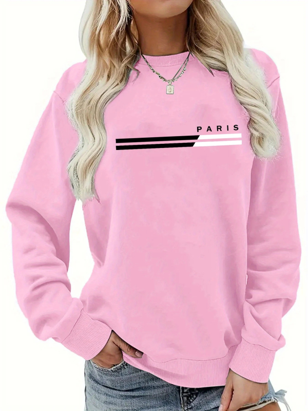 Дамска суитшърт с принт на букви, Хареджуку готик стил, яка с ревери, полиестер, странични джобове