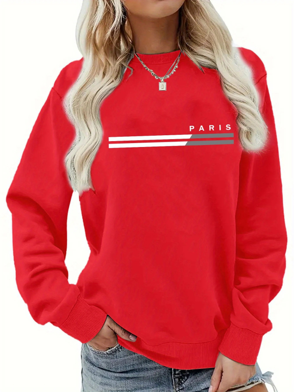 Дамска суитшърт с принт на букви, Хареджуку готик стил, яка с ревери, полиестер, странични джобове