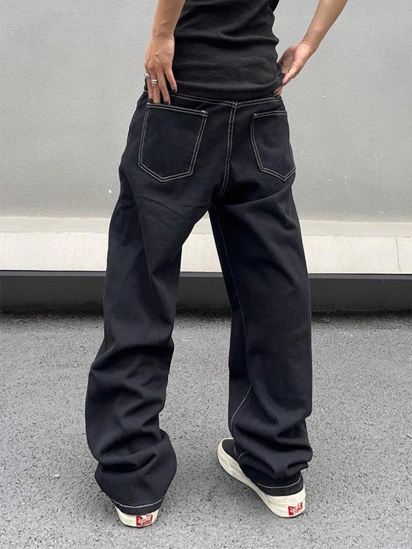 Дънки с права кройка, нисък талия, цип за закопчаване, лека модална тъкан