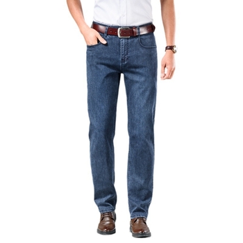 Дънки за мъже със свободна права кройка, средна талия, закопчаване с цип, 68.3% памук