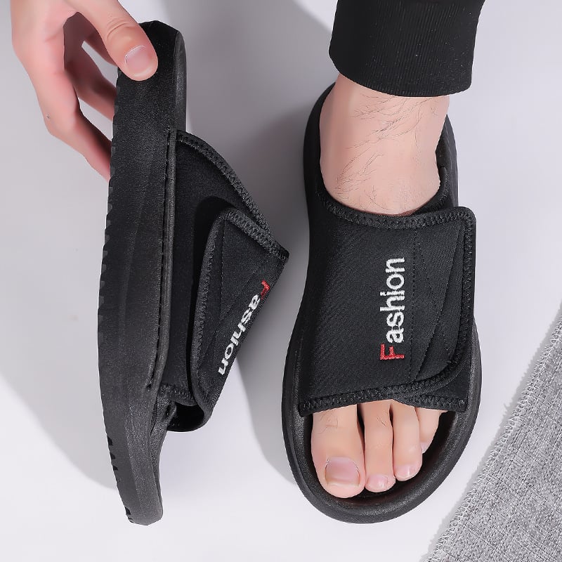 Ανδρικά σλάιντ σανδάλια, Lycra επάνω, σόλα από αφρώδες καουτσούκ, slip-on σχέδιο.