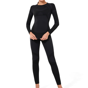 Дамски найлонов спортен термален базов слой – влагоотводящ, бързосъхнещ, топъл, дълги ръкави, кръгло деколте, безшевен