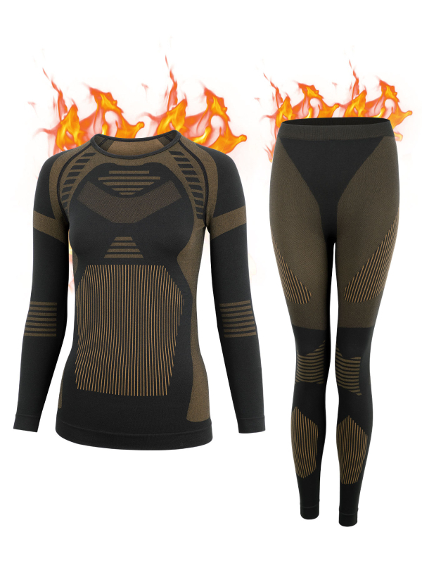 Дамски найлонов спортен термален базов слой – влагоотводящ, бързосъхнещ, топъл, дълги ръкави, кръгло деколте, безшевен