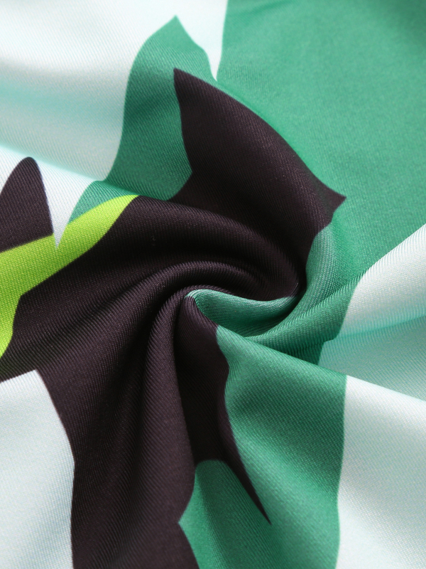 Йога 3-частен комплект: принтовано раздвоено горнище без ръкави и клин, подплънки за бюст, 90% полиестер / 10% спандекс