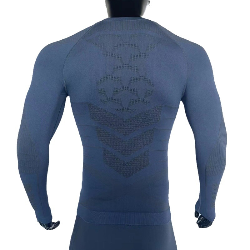 Унисекс зимен комплект за ски и бягане с бързо изсъхване, дишащ и влагоотводящ плат, дълъг ръкав и панталони до глезена, кръгла яка, 65% найлон, 25% полиестер, 10% спандекс