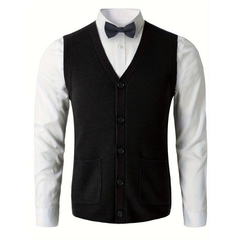 Мъжка жилетка Corduroy, райета, свободен силует, лен плат, тънка