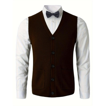 Мъжка жилетка Corduroy, райета, свободен силует, лен плат, тънка