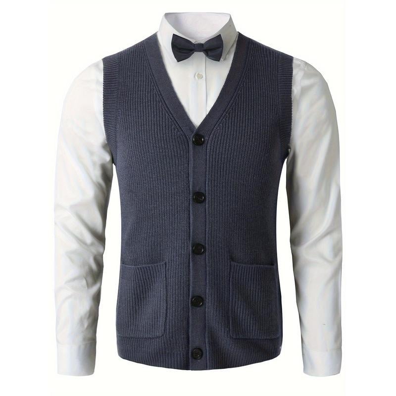 Мъжка жилетка Corduroy, райета, свободен силует, лен плат, тънка