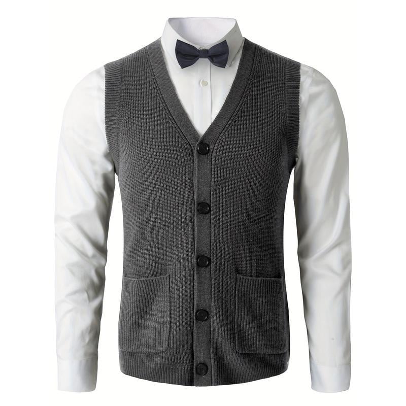 Мъжка жилетка Corduroy, райета, свободен силует, лен плат, тънка