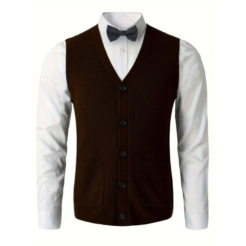 Мъжка жилетка Corduroy, райета, свободен силует, лен плат, тънка