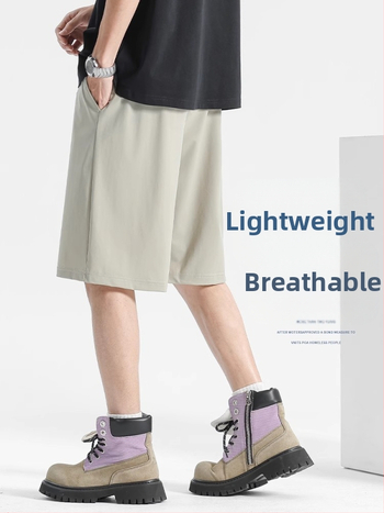 Мъжки бързосъхнещи къси панталони Ice Silk плат, прав силует, найлон, микроеластичност, спортно-лек стил