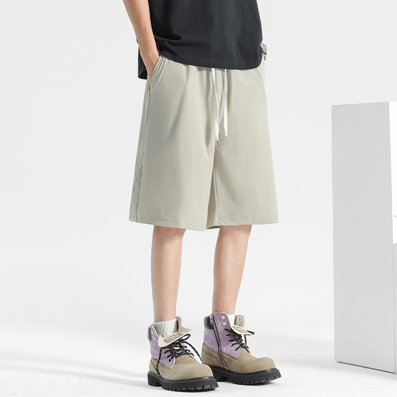 Мъжки бързосъхнещи къси панталони Ice Silk плат, прав силует, найлон, микроеластичност, спортно-лек стил