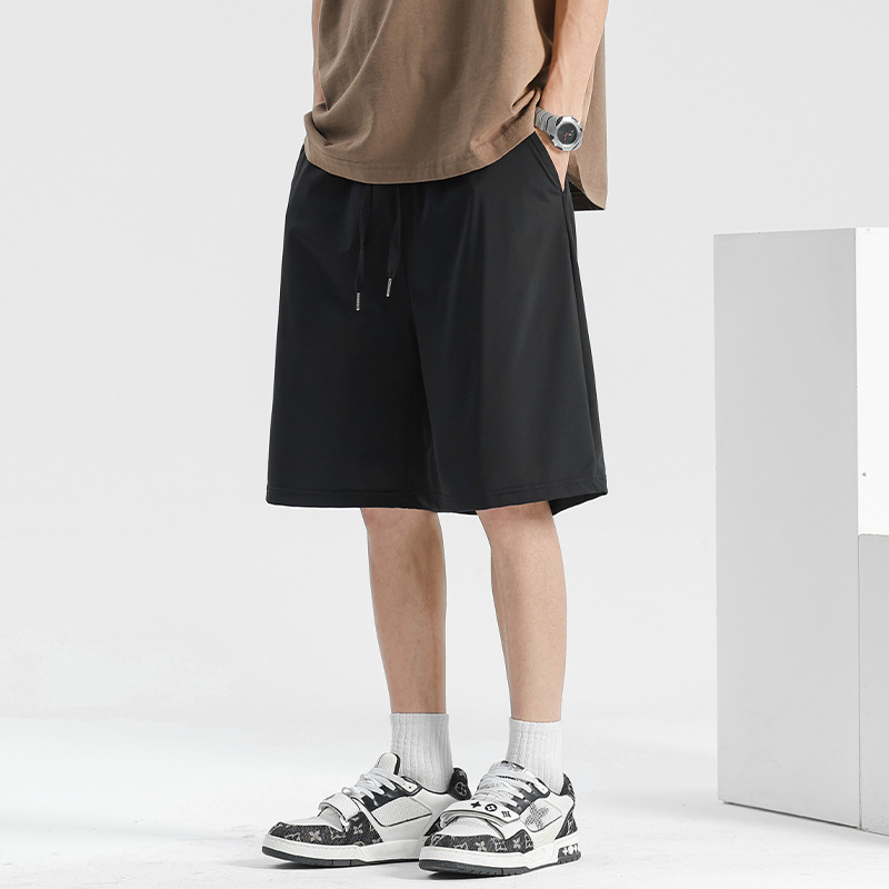 Мъжки бързосъхнещи къси панталони Ice Silk плат, прав силует, найлон, микроеластичност, спортно-лек стил