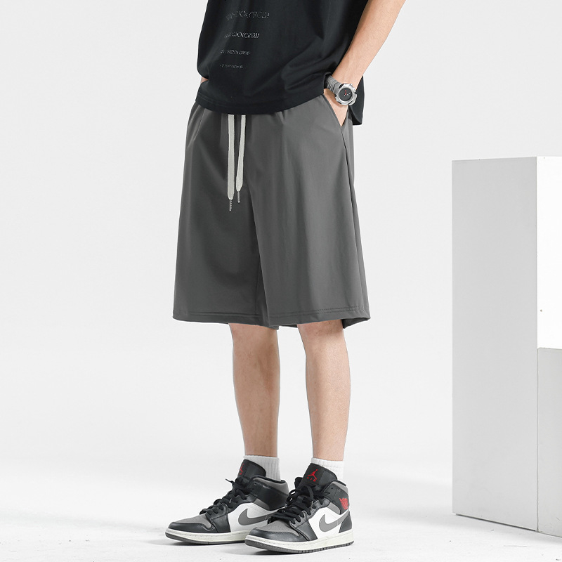 Мъжки бързосъхнещи къси панталони Ice Silk плат, прав силует, найлон, микроеластичност, спортно-лек стил