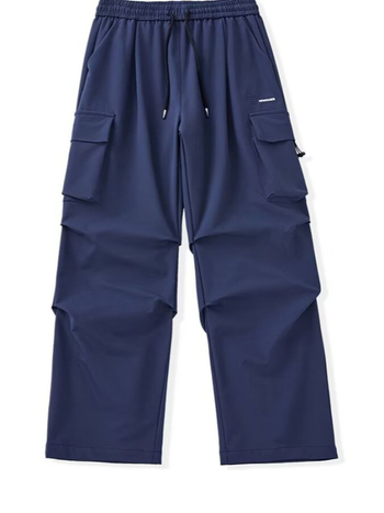 Мъжки панталони с прав крак, полиестерово влакно, ниска талия, летни