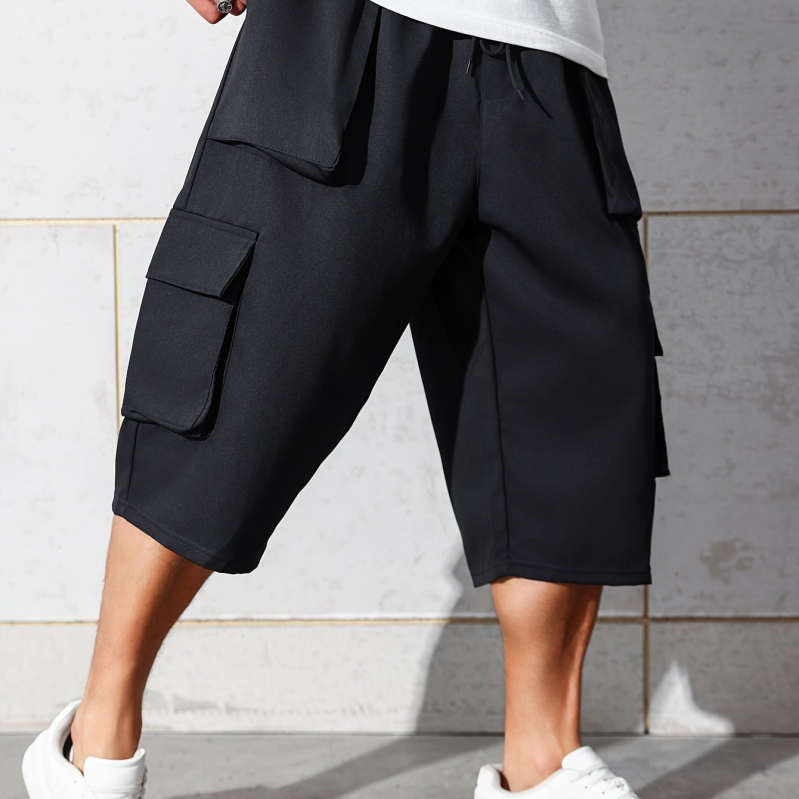 Ежедневни мъжки панталони, корейски стил, висока талия, къс крачол, бамбукови влакна